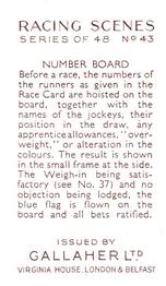 1938 Gallaher Racing Scenes #43 Number board Back